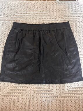 Babaton Black Faux Leather Mini Skirt